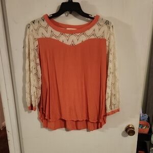 Orange and Cream Lace Women's Top